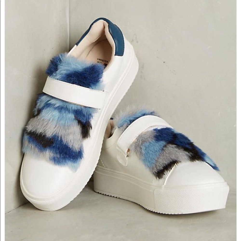 Most amazing white sneaker shoe with ombré fur